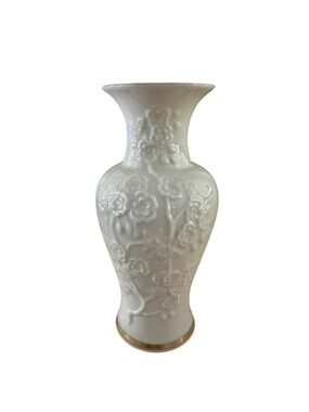Vintage Lenox Ming Blossom Ivory Porcelain Vase – 6.5" – Gold Trim – Made in USA